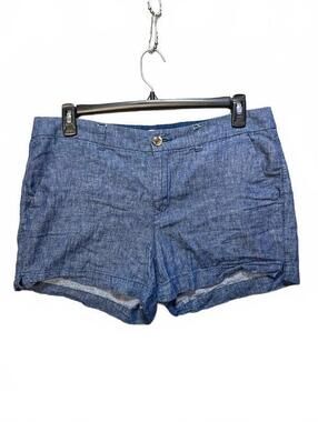 Old Navy Womens Linen Blend Everyday Short Mid-Rise Blue Chambray Size 14